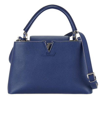 Capucines MM, &pound;3,100, Handbags, Blue, Leather, Front view
